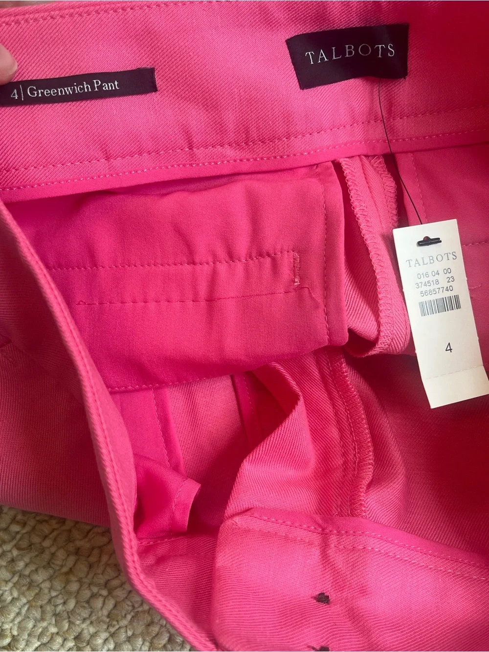 NWT Talbots Greenwich Pants Pink Geranium Linen Blend Wide Leg High Waist 4